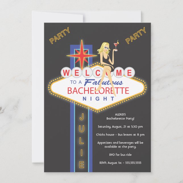 Custom Julie_Girls Night Out Bachelorette Einladung (Vorderseite)