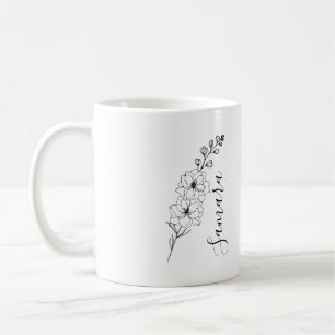 Custom July Delphinium Birth Blume Geschenk für di Kaffeetasse