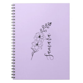 Custom July Delphinium Birth Blume Geschenk für di Notizblock