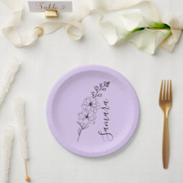 Custom July Delphinium Birth Blume Geschenk für di Pappteller