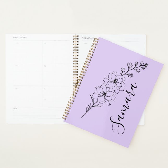 Custom July Delphinium Birth Blume Geschenk für di Planer (Anzeige)