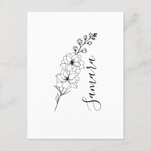 Custom July Delphinium Birth Blume Geschenk für di Postkarte