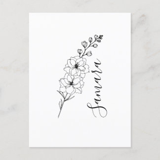 Custom July Delphinium Birth Blume Geschenk für di Postkarte