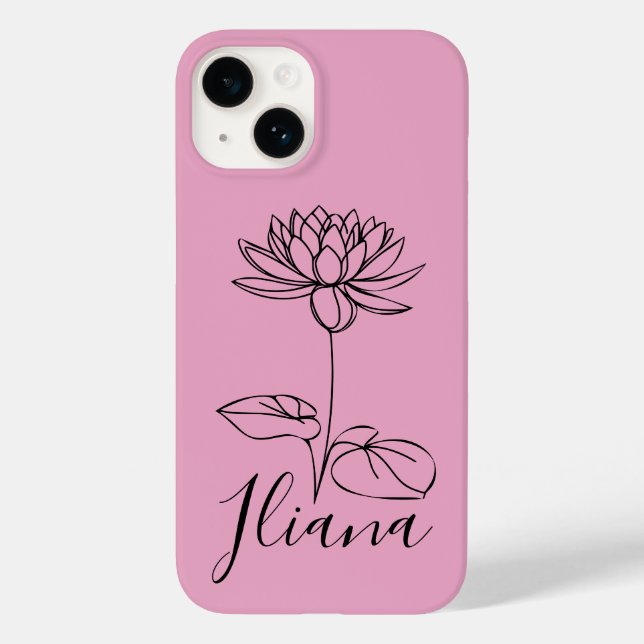Custom July Water Lily Birth Blume Geschenk für Ge Case-Mate iPhone 14 Hülle (Rückseite)