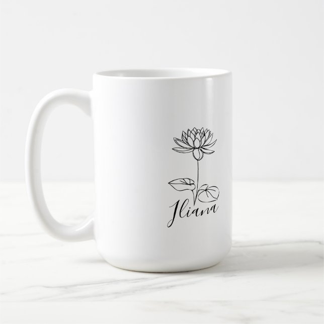 Custom July Water Lily Birth Blume Geschenk für Ge Kaffeetasse (Links)