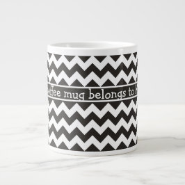 Custom Jumbo Coffee Tasse, Black and White Chevron Jumbo-Tasse