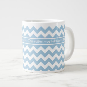 Custom Jumbo Coffee Tasse, Blue and White Chevrons Jumbo-Tasse
