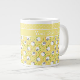 Custom Jumbo Coffee Tasse: Yellow Fun Sheep Muster Jumbo-Tasse