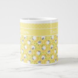 Custom Jumbo Coffee Tasse: Yellow Fun Sheep Muster Jumbo-Tasse