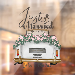 Custom Just Married Wedding Fensteraufkleber