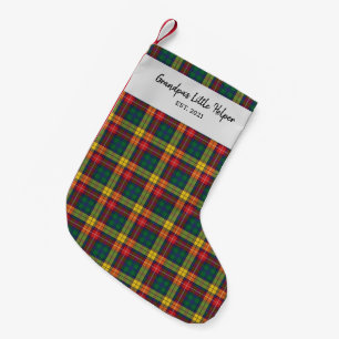 Custom Kariert Clan Buchanan Tartan Karo Family Kleiner Weihnachtsstrumpf