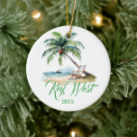 Custom Key West Beach Keramik Ornament<br><div class="desc">Custom Key West Beach Geschenk oder Souvenir mit einem benutzerdefinierten Header und Jahr.</div>