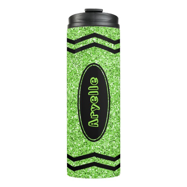 Custom Kids Apple Green Glitzer Crayon Tumbler Thermosbecher (Vorderseite)