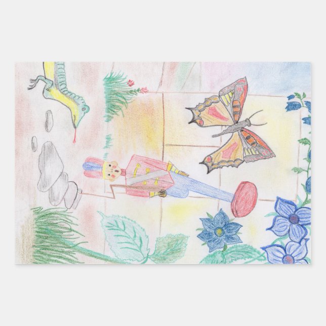 Custom Kids Artwork, Nutcracker Spielzeug, Schmett Geschenkpapier Set (Vorderseite)