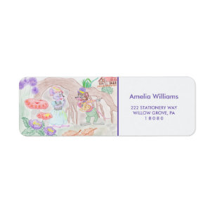 Custom Kids Artwork, zwei niedliche Maus, Blume...