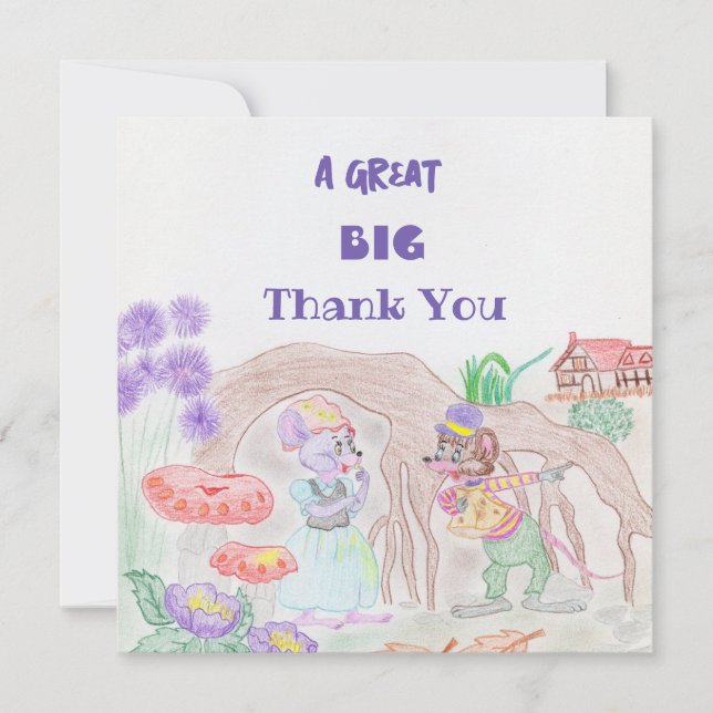 Custom Kids Artwork, zwei niedliche Maus, Blume... (Vorderseite)