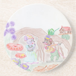 Custom Kids Artwork, zwei niedliche Maus, Blume... Getränkeuntersetzer
