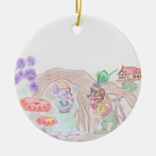 Custom Kids Artwork, zwei niedliche Maus, Blume... Keramik Ornament