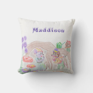 Custom Kids Artwork, zwei niedliche Maus, Blume... Kissen