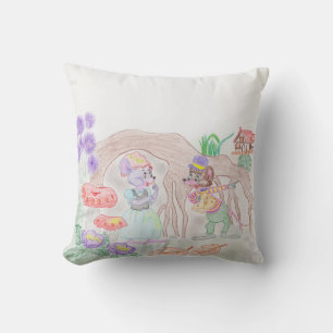 Custom Kids Artwork, zwei niedliche Maus, Blume... Kissen