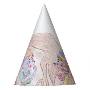 Custom Kids Artwork, zwei niedliche Maus, Blume... Partyhütchen