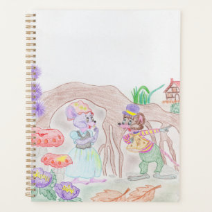 Custom Kids Artwork, zwei niedliche Maus, Blume... Planer