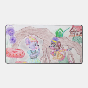 Custom Kids Artwork, zwei niedliche Maus, Blume... Schreibtischunterlage