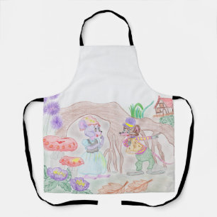 Custom Kids Artwork, zwei niedliche Maus, Blume... Schürze