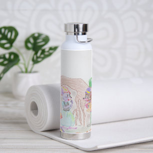 Custom Kids Artwork, zwei niedliche Maus, Blume... Trinkflasche