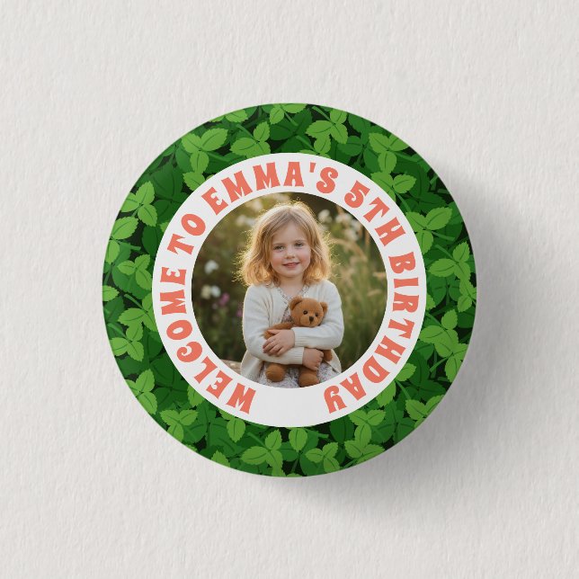 Custom Kids Birthday Button with Photo (Vorderseite)