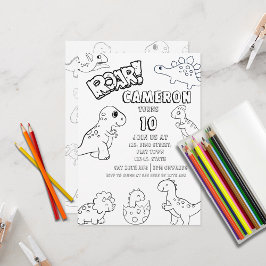 Custom Kids Coloring Dinosaurier for Boys & Girls  Einladung