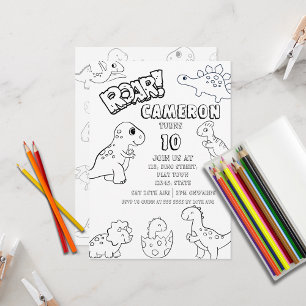 Custom Kids Coloring Dinosaurier for Boys & Girls  Einladung