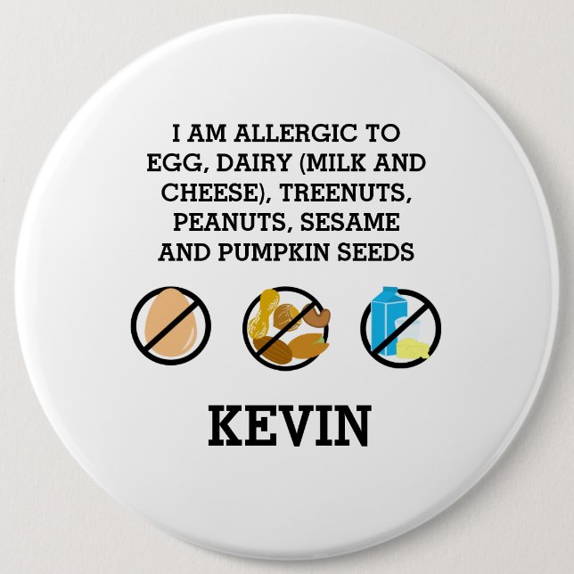 Custom Kids Food Allergy Alert Top Allergy Symbole Button (Vorderseite)