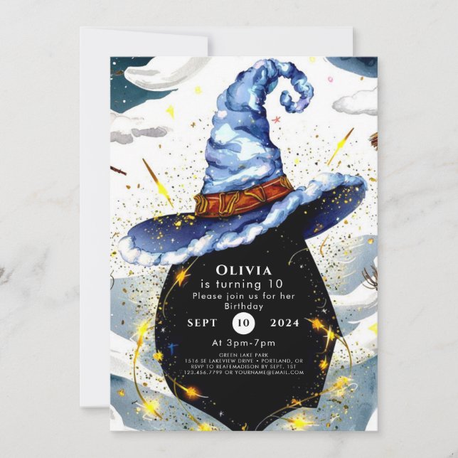 Custom Kids Fun Wizard Geburtstag Einladung (Vorderseite)