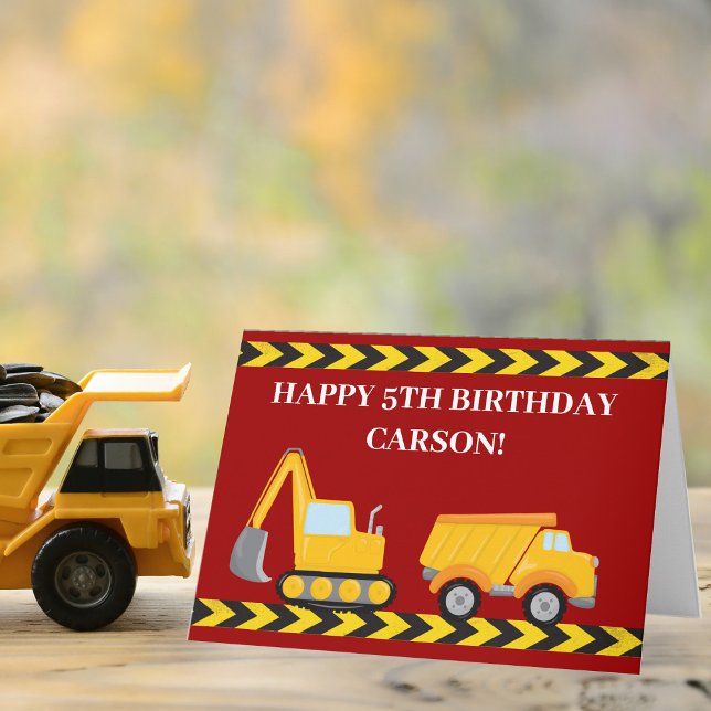 Custom Kids Happy Birthday Red Dump Truck Karte (Von Creator hochgeladen)