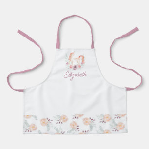 Custom Kids Lila Floral Unicorn School Schürze
