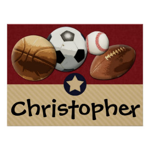 Custom Kids Name All-Star Sportmauer Art Poster