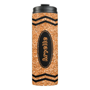 Custom Kids Name Orange Glitzer Craybler Thermosbecher