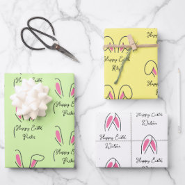 Custom Kid's Names Ostersonnige Ohren Geschenkpapier Set
