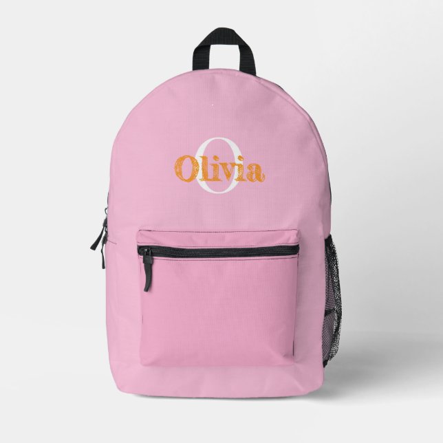 custom kids or teen name pink  bedruckter rucksack (Vorderseite)