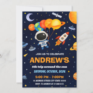 Custom Kids Outer Space Astronaut Geburtstag Einladung