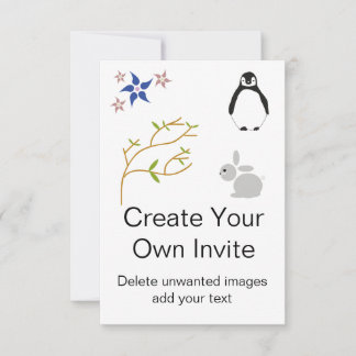 Custom Kids Party Einladung mit Pinguin und Blume