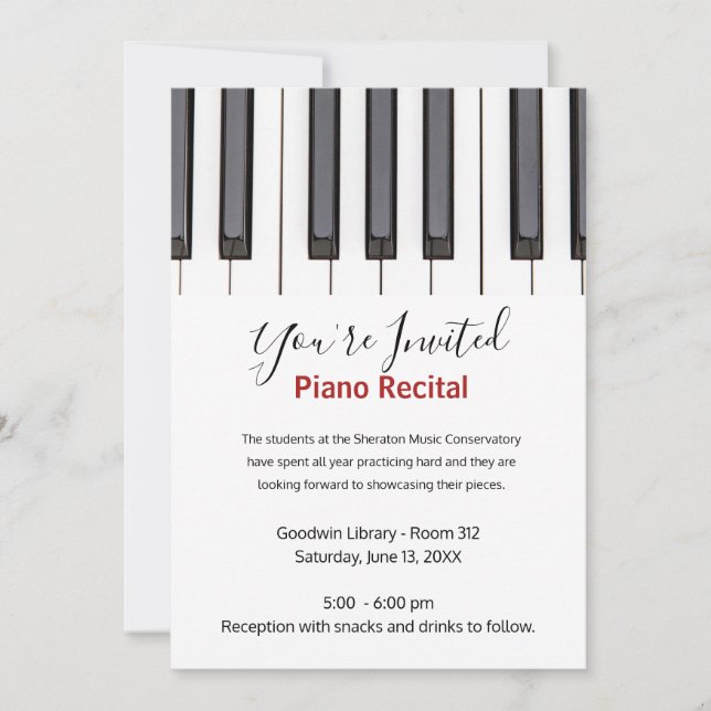 Custom Kids Piano Recital Invitation (Devant)