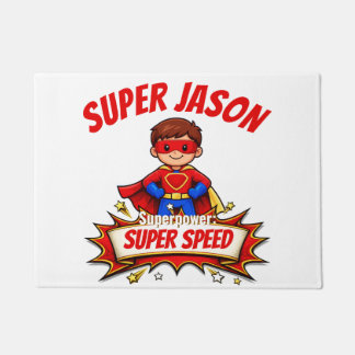 Custom Kids Superhero Name & Superpower Fußmatte