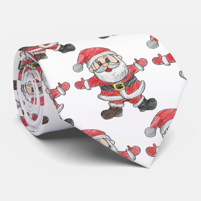 Custom Kids Weihnachten Zeichnend Krawatte (Gerollt)