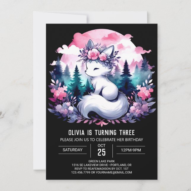 Custom Kids Wolf Geburtstag Einladung (Vorderseite)
