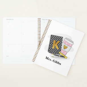 Custom Kindergarten Teacher Black Notebook-Kaffee Planer