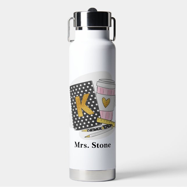Custom Kindergarten Teacher Black Notebook-Kaffee Trinkflasche (Vorderseite)