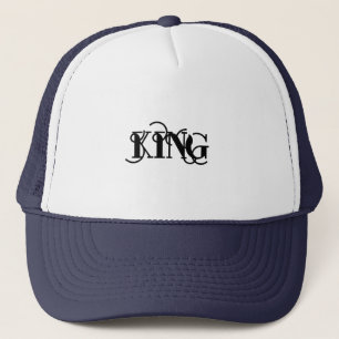 Custom KING Name Stilvoll Weiß & Marine Elegant Me Truckerkappe