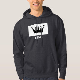 Custom King Text Crown Image Hoodie Dark Gray